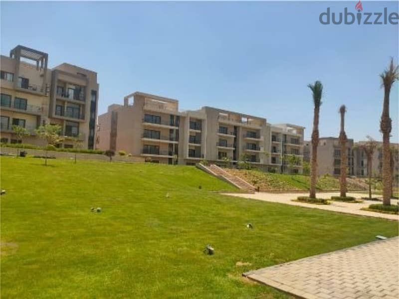 The lowest down payment is for an apartment 132 sqm fully finished with ACs 2 bedrooms   in Al Marasem, Fifth Square, with installments 10
