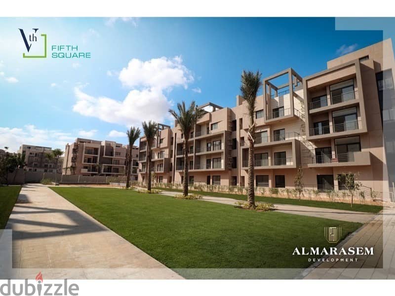 The lowest down payment is for penthouse with a roof 46 sqm ,fully  finished, in a prime location in Al Marasem Fifth Square, with installments. 10