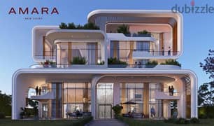 Triplex 433m for sale, fully finished, in the Fifth Settlement, in the Golden Square area, Amara Compound, amara residence