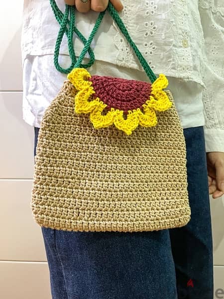 شنطة كتف كروشيه | Sunflower Crochet Bag 1