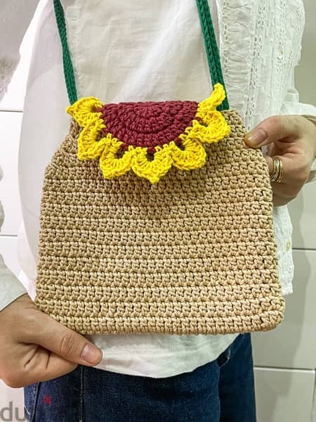 شنطة كتف كروشيه | Sunflower Crochet Bag 2