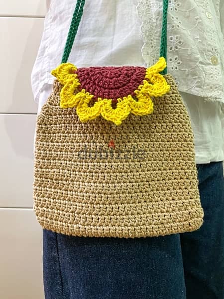 شنطة كتف كروشيه | Sunflower Crochet Bag 3