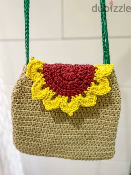 شنطة كتف كروشيه | Sunflower Crochet Bag 4