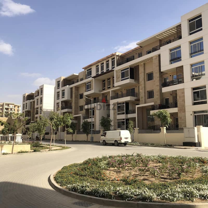 Apartment for sale 164 square meters directly on the Suez Road and next to the JW Marriott Hotel + 219 square meters garden in the Ta City compound 2