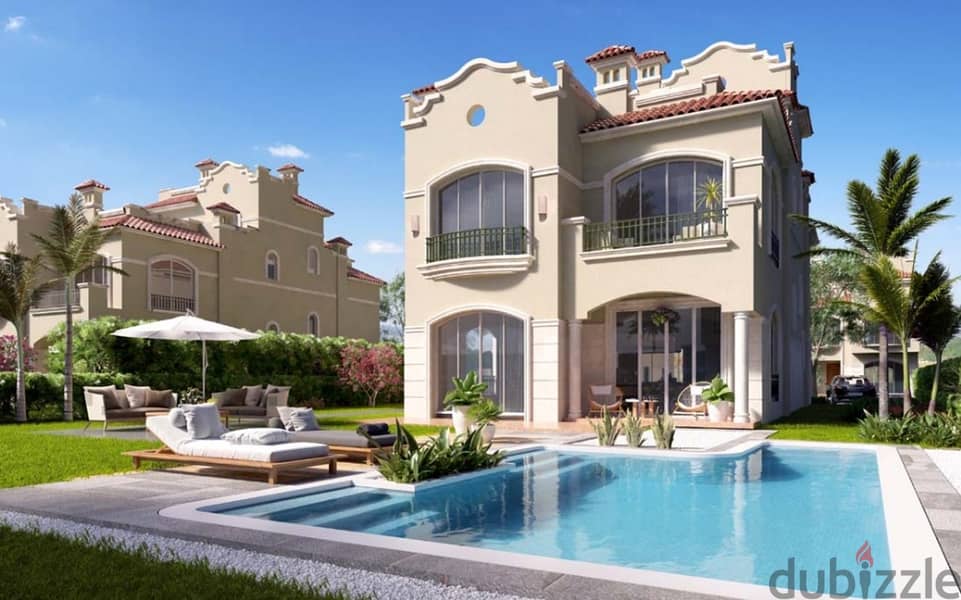 Standalone villa for sale in New Cairo 500m with 7y installments in Saada next to Rehab City and Suez Roadفيلا مستقلة  للبيع في التجمع الخامس  500 متر 5