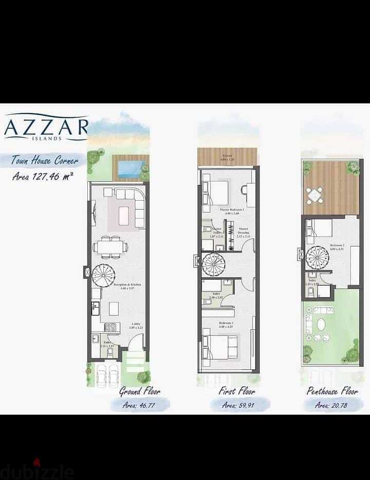 penthouse Baharii  for sale 130 m in  azzar island Direct on Lagoon 1