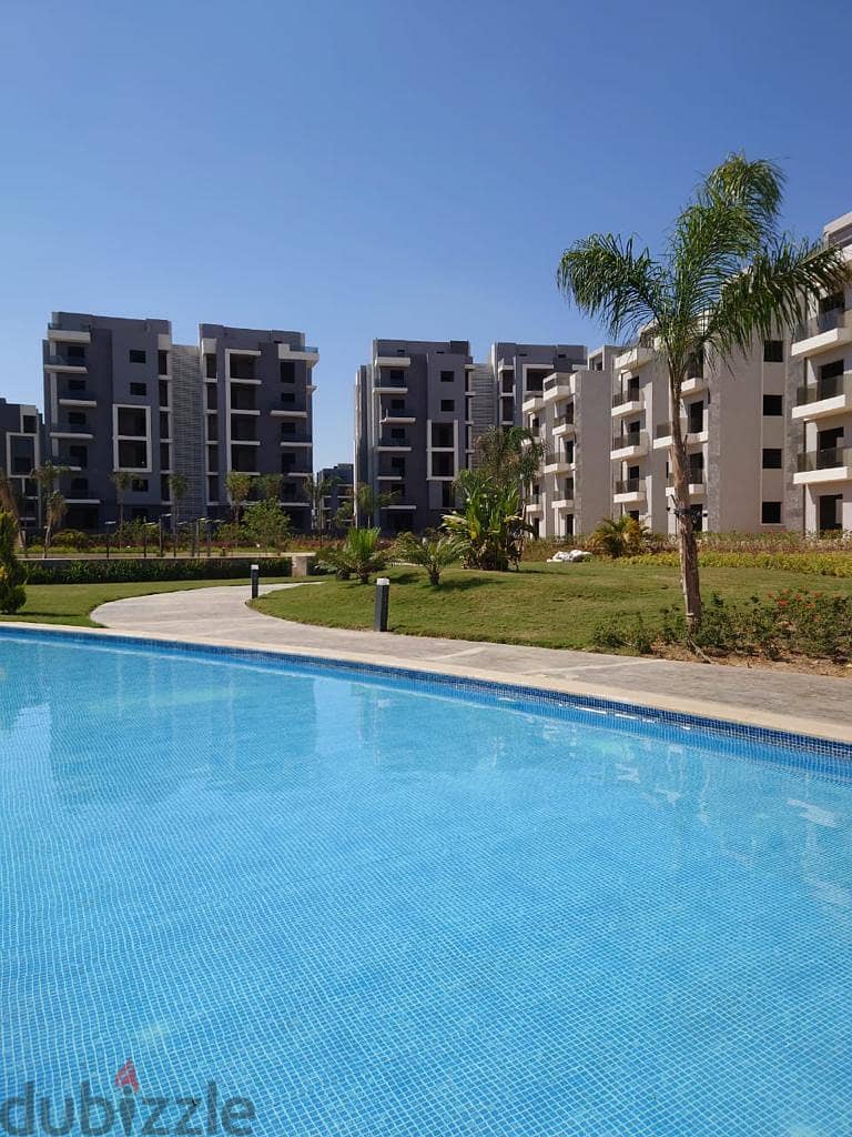 Receive immediately with 10% down payment in a 156-meter, 3-bedroom apartment with a garden view in Sun Capital Compound 7