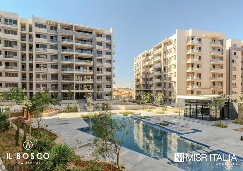 30% discount on an apartment for sale, immediate receipt, area of ​​129 square meters, in the Administrative Capital, Bosco Compound, and installments 15
