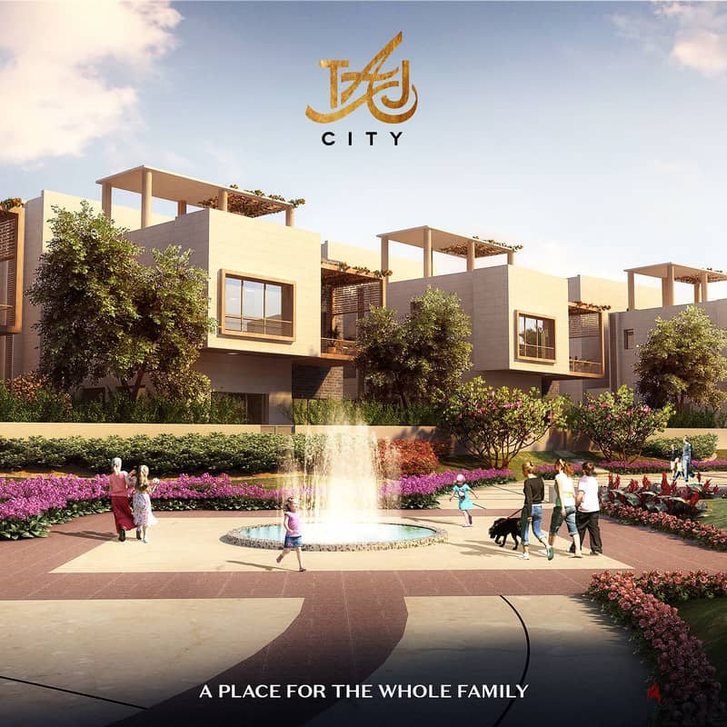 Distinctive duplex 224 sqm for sale in front of the JW Marriott Hotel in Fifth Settlement, Taj City Compound 2