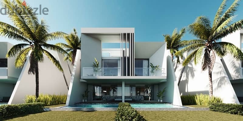 Townhouse villa 125 sqm with a 5% discount on the down payment, first row on the beach, ultra finished, super luxury, in Carnelia, Ain Sokhna, near Mo 7