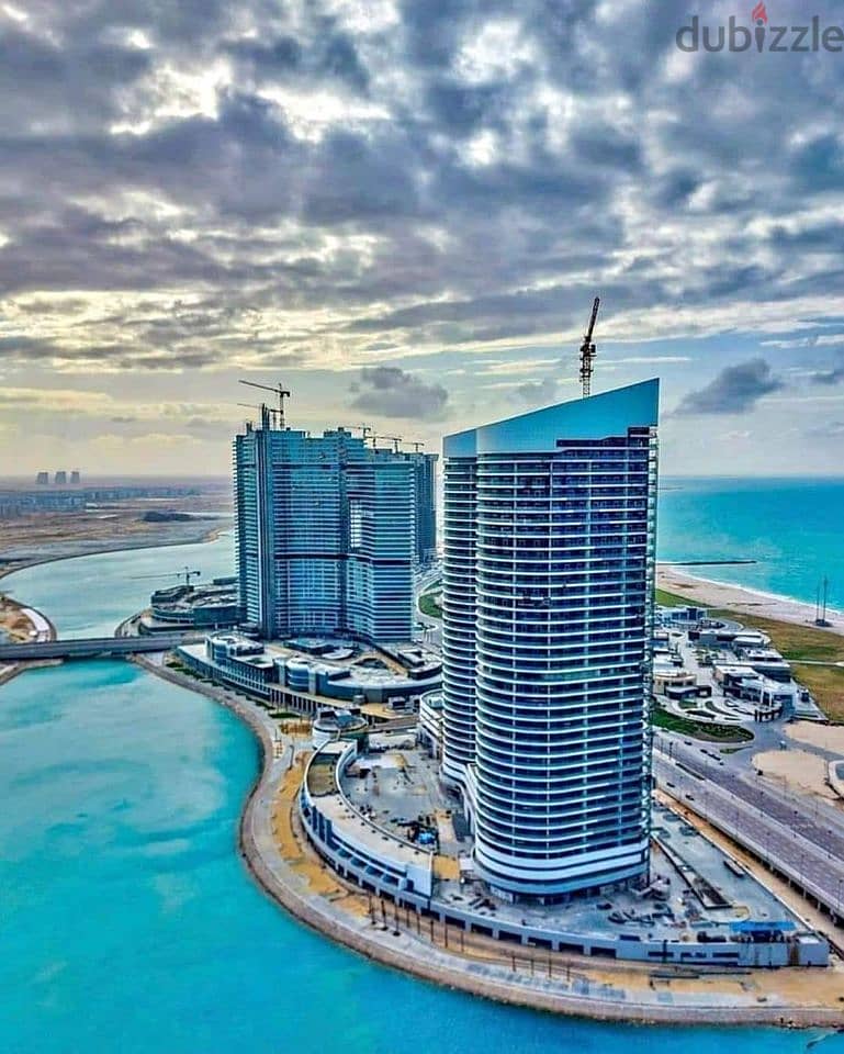 Apartment for sale in installments in a very special location, immediate receipt, sea view, fully finished, in New Alamein Towers 1