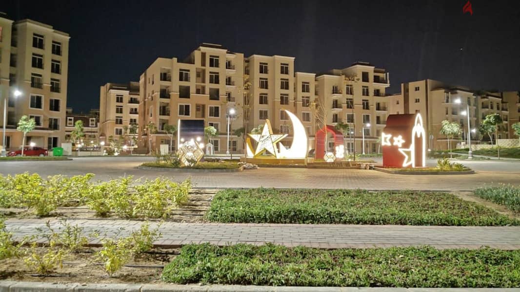 Apartment for sale in front of Madinaty with an area of 130 meters + a garden of 220 meters in a special location in Saray, Mostaqbal City, Suez Road 10