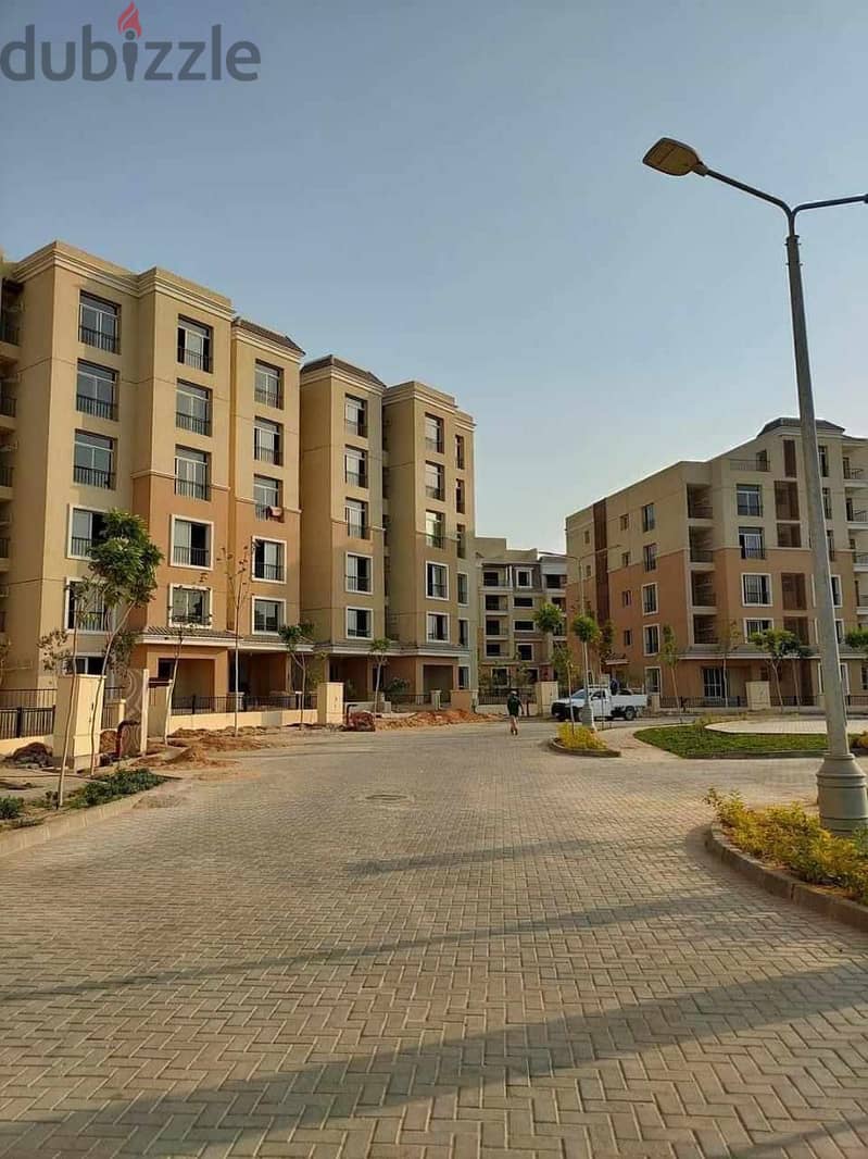 Apartment for sale, distinctive division, 103 sqm, ground floor with 65 sqm garden, in Sarai Compound, wall, Madinaty wall, installments over 8 years 25