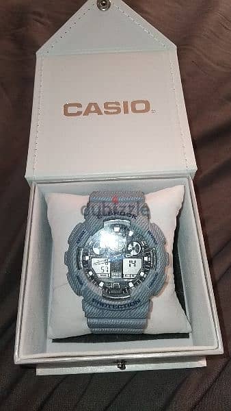 casio g-shock men's analog digital denim’d color watch ga-100de-2a 4