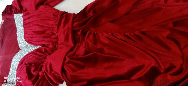 فستان سواريه قطيفه احمر 5