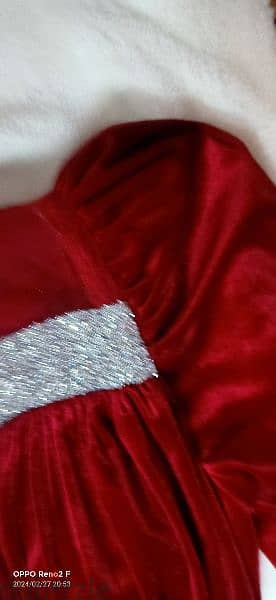 فستان سواريه قطيفه احمر 7