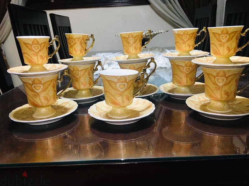 طقم شاي وجاتوه ذهبي تايواني لم يستخدم 13