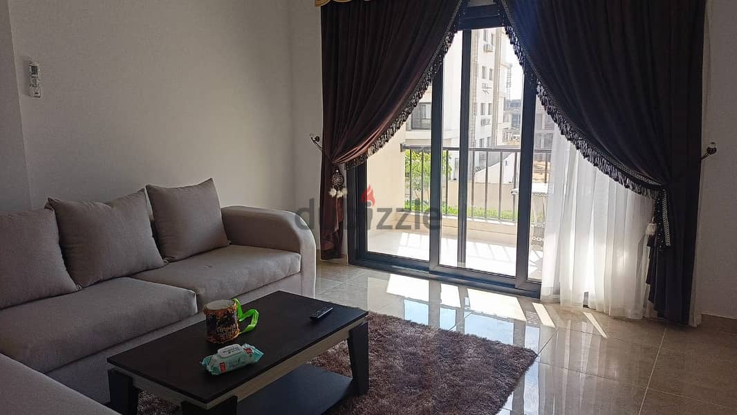 Apartment For Rent 160 m prime location Fully furnished Kitchen with appliances and air conditioners Super Lux finishing in Compound Al Marasem 0