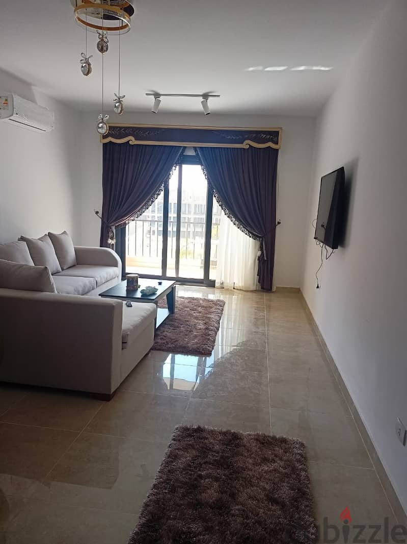 Apartment For Rent 160 m prime location Fully furnished Kitchen with appliances and air conditioners Super Lux finishing in Compound Al Marasem 1