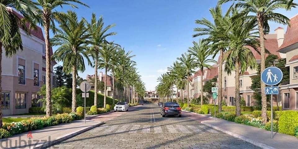 A wall in a wall with Madinaty. Apartment for sale in Sarai Compound, directly on the Suez Road, near the future and 5 minutes from the Administrative 4