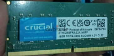 Crucial RAM 16GB DDR4 3200 MHz CL22 Laptop Memory CT16G4SFRA32A 0