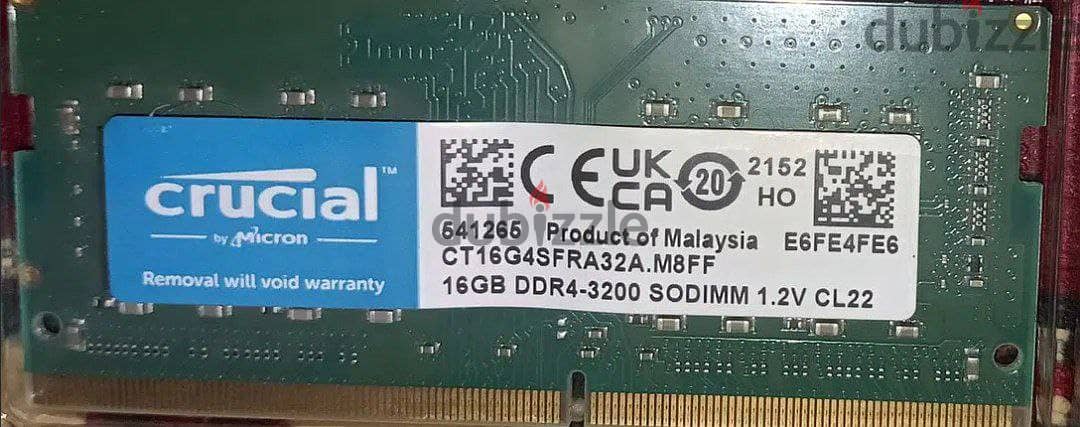 Crucial RAM 16GB DDR4 3200 MHz CL22 Laptop Memory CT16G4SFRA32A 2