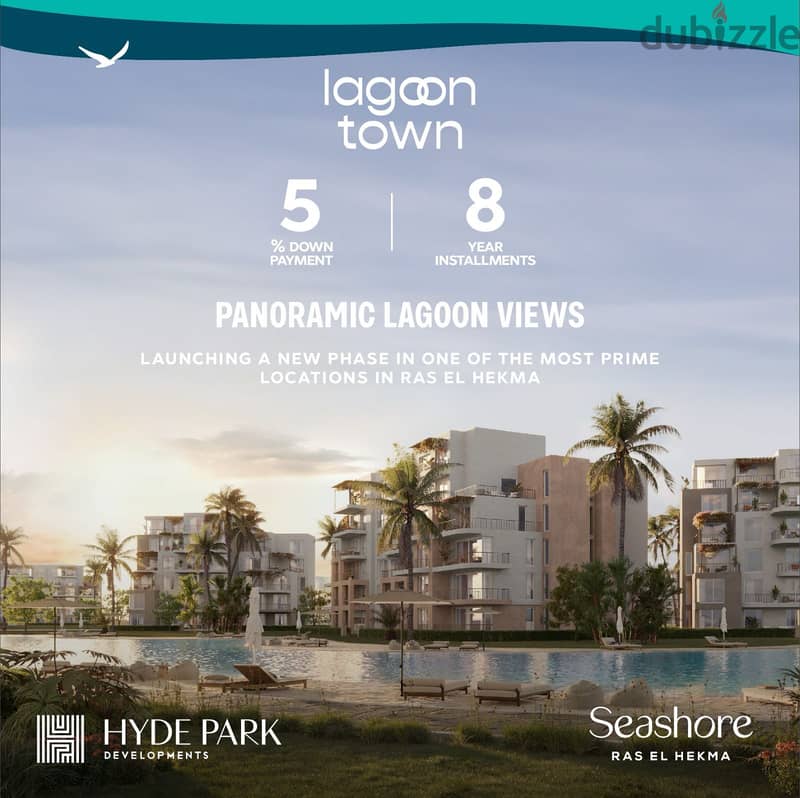 اغتنم الفرصه شاليه 89متر للبيع سي فيو Hyde Park Developments is launching Lagoon Town at Seashore قرية سي شور الساحل 9