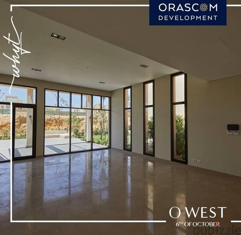 Apartment for sale, 5 minutes from Mall of Egypt, in the heart of 6th of October, O West Compound, by ORASCOM 1