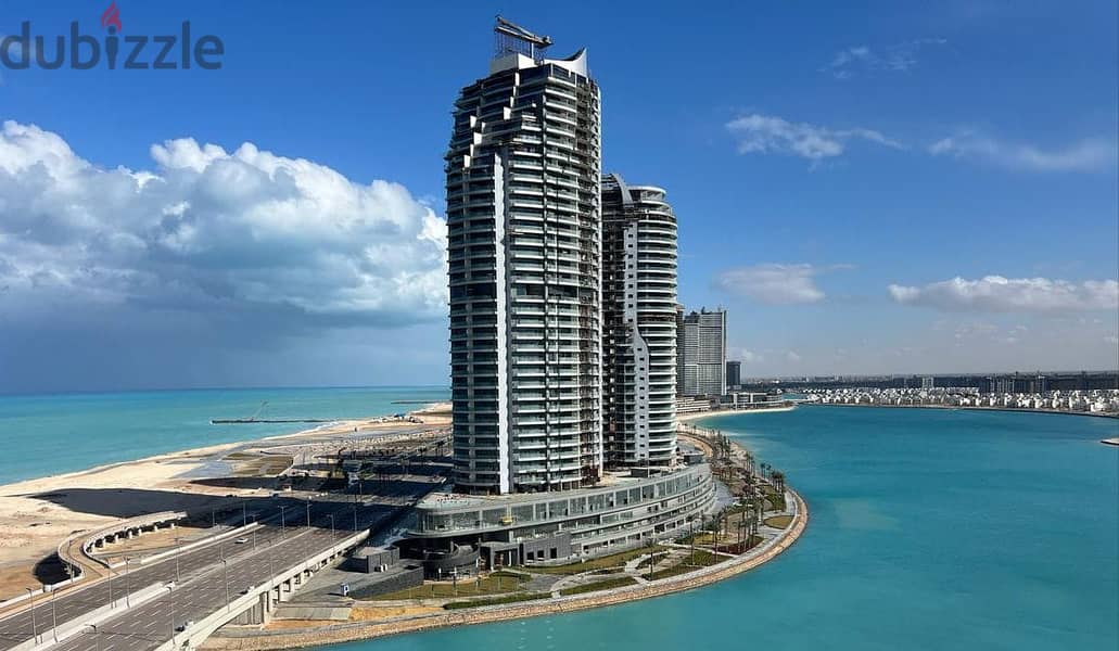 Smart apartment for sale, 150 sqm, 2 rooms, fully finished, in El Alamein Towers, North Coast 1
