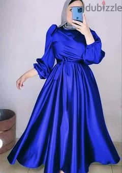 فستان ستان سواريه ازرق