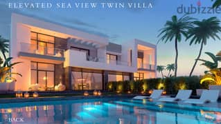 Twin house245.5m fully finished directly seafront overlooking the sea and the swimming pool in the North Coast Ras El Hikma Gaia Al Ahly Sabbour
