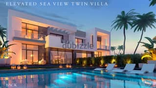 Twin house245.5m fully finished directly seafront overlooking the sea and the swimming pool in the North Coast Ras El Hikma Gaia Al Ahly Sabbour