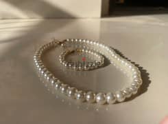 elegant pearls necklace bracelet set