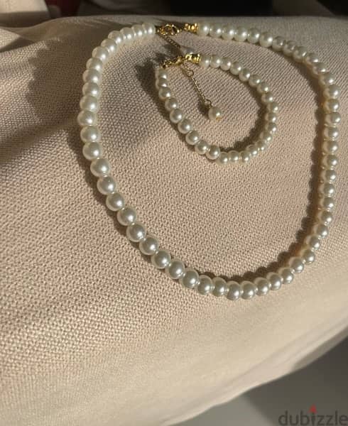 elegant pearls necklace bracelet set 1