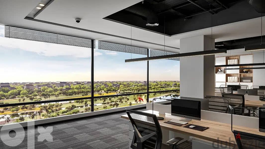 A two-year reception office with a view of the iconic tower and 2 acres of green spaces, managed and operated by Brain to Fact 7