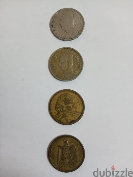 عملات معدنية مصرية قديمة ١ و ٥ و ١٠ مليم ، و ١ قرش ، و ٥ و ١٠ و ٢٠ قرش 0