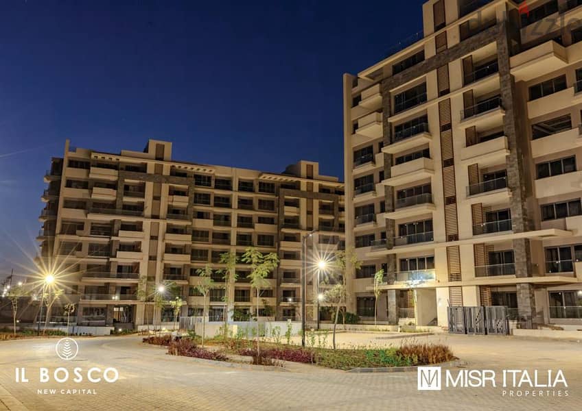 Apartment for sale, immediate receipt, with 10% down payment, in il Bosco, the n ew capital, with Misr Italia 1