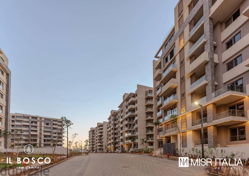 Apartment for sale, immediate receipt, with 10% down payment, in il Bosco, the n ew capital, with Misr Italia 2