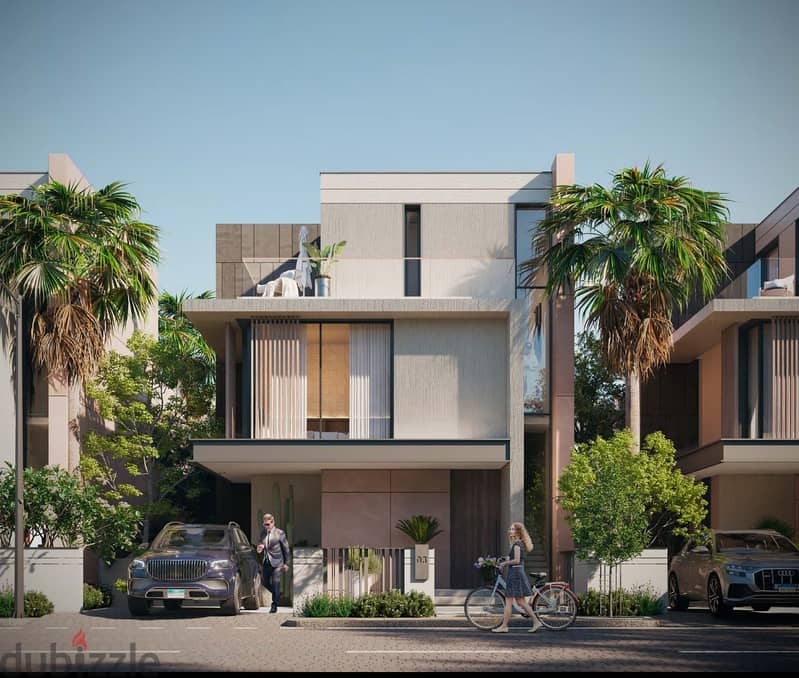 "With a 5% down payment, own a finished apartment in Palm Hills PX October Compound, located on the Middle Ring Road and connected to Dahshur Road. " 5