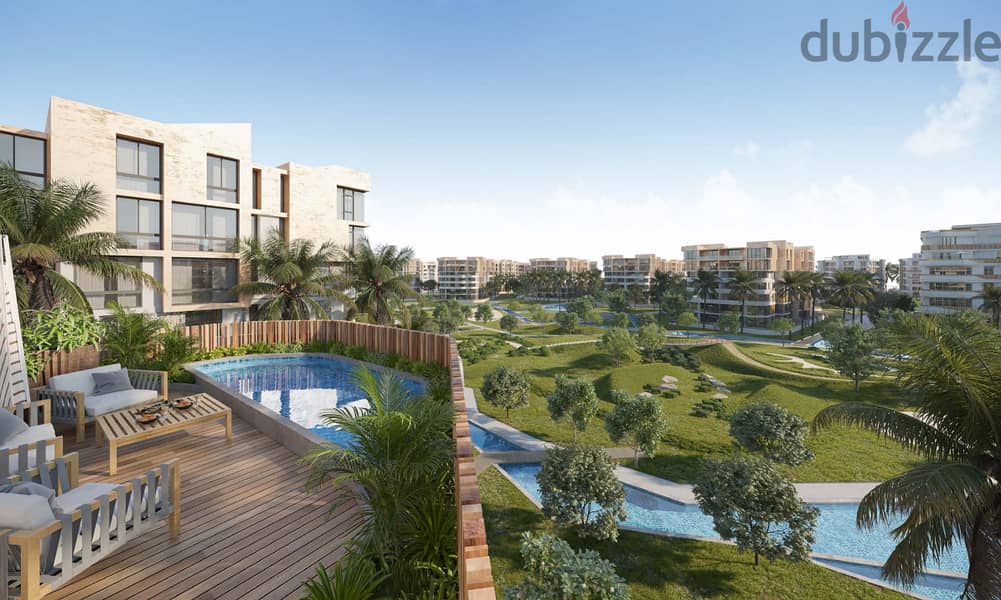 Distinctive residential studio, 76 sqm, ground floor with 50 sqm garden, for sale with a 10% down payment in Bloom Fields Compound, Tatweer Misr, Most 3