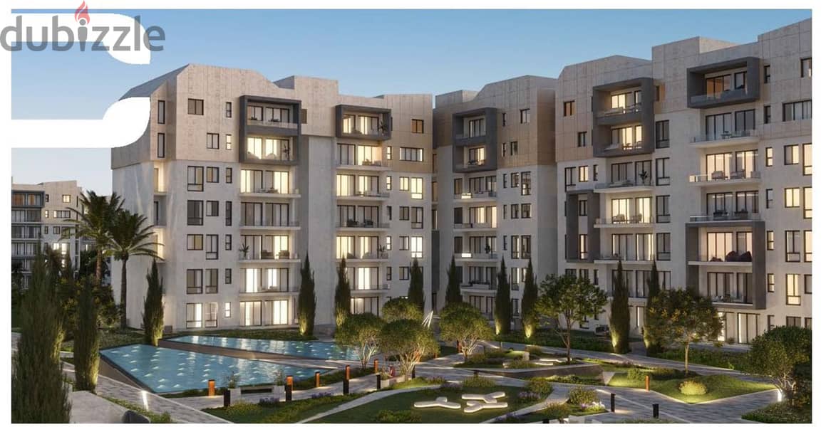 160 sqm double-view corner apartment with a distinctive view of the lakes on an area of 10 acres in Bloom Fields Compound, New Cairo, Mostakbal City 12