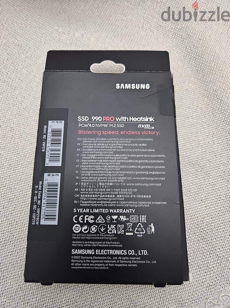 Samsung 990 Pro 2TB with Heatsink m. 2 PS5 Sealed 1