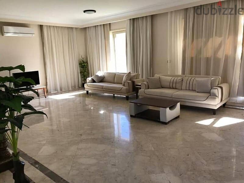 Finished apartment by Hassan Allam, Swan Lake Compound, in front of Al-Rehab, ground floor 15