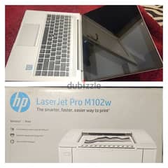 HP printer M102w pro laser, sealed طابعة ويرلس زيرو احدث مود