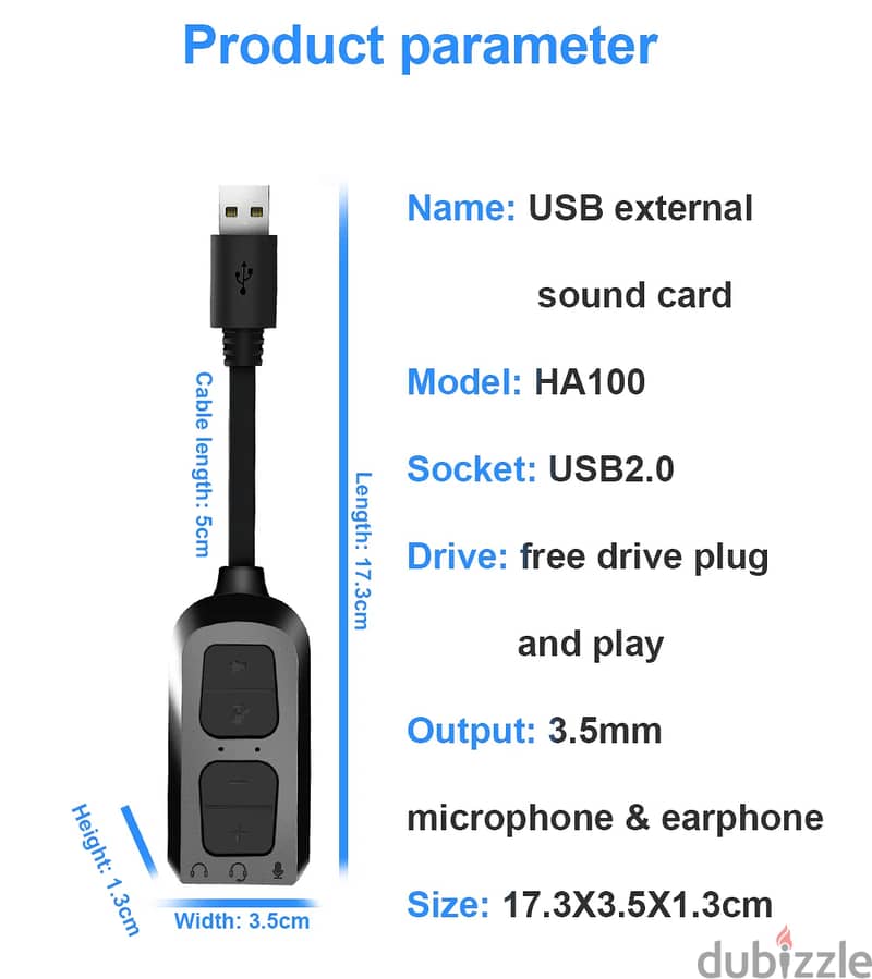 Redragon External Sound Card USB To 3.5mm jack- Stereo Audio Adapter 2