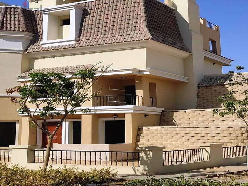 S villa for sale, 5-room corner corner, Saray, New Cairo, next to Madinaty, on the Suez Road, in installments over 8 years, with a 120% discount 15