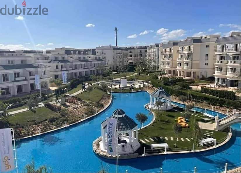 I villa roof for sale, 255 sqm, direct view on the lagoon, in a compound | Aliva | Mountain View Mostaqbal City next to Hassan Allam 5