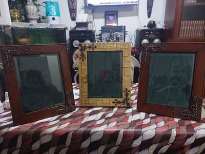 3 Antique Frames Leather covered with Silver LTD Edition UK براويز