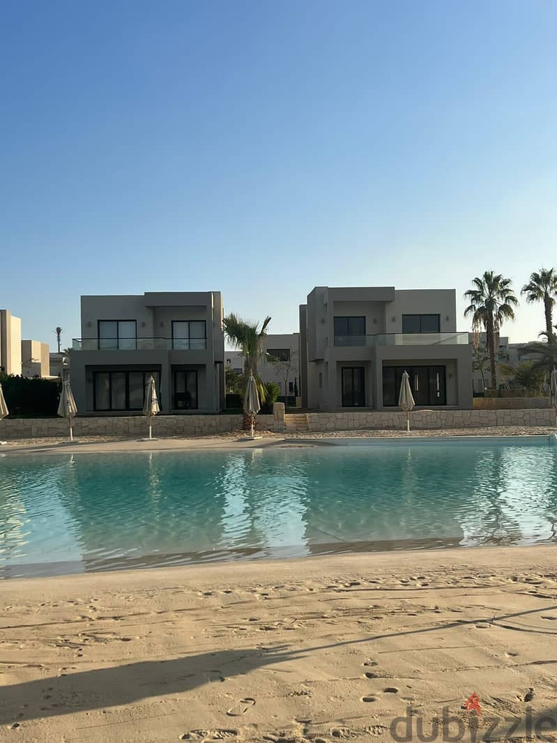 3-bedroom chalet, first row, lagoon, finished, with air conditioners, in Azha, Ras Al-Hikma, North Coast, with facilities over 8 years, AZHA NORTH COA 7