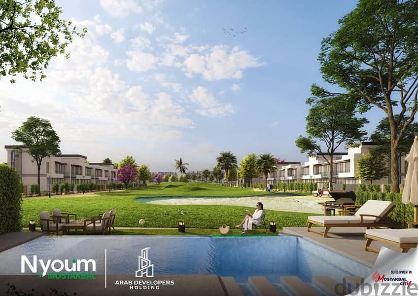 Apartment for sale view garden, with a down payment starting from 10% in Nyoum mostakbel 2